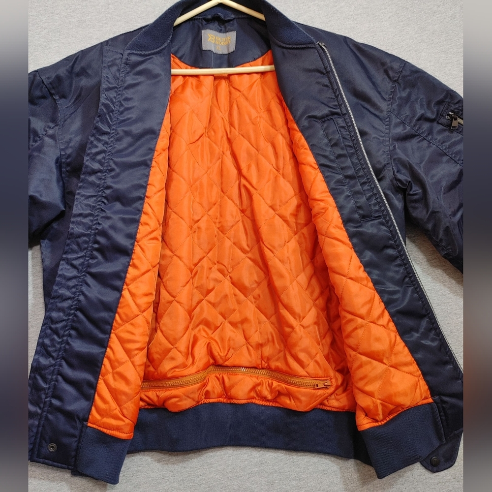 Men's XL Bomber jacket by Better Bodies Navy Blue Nylon
